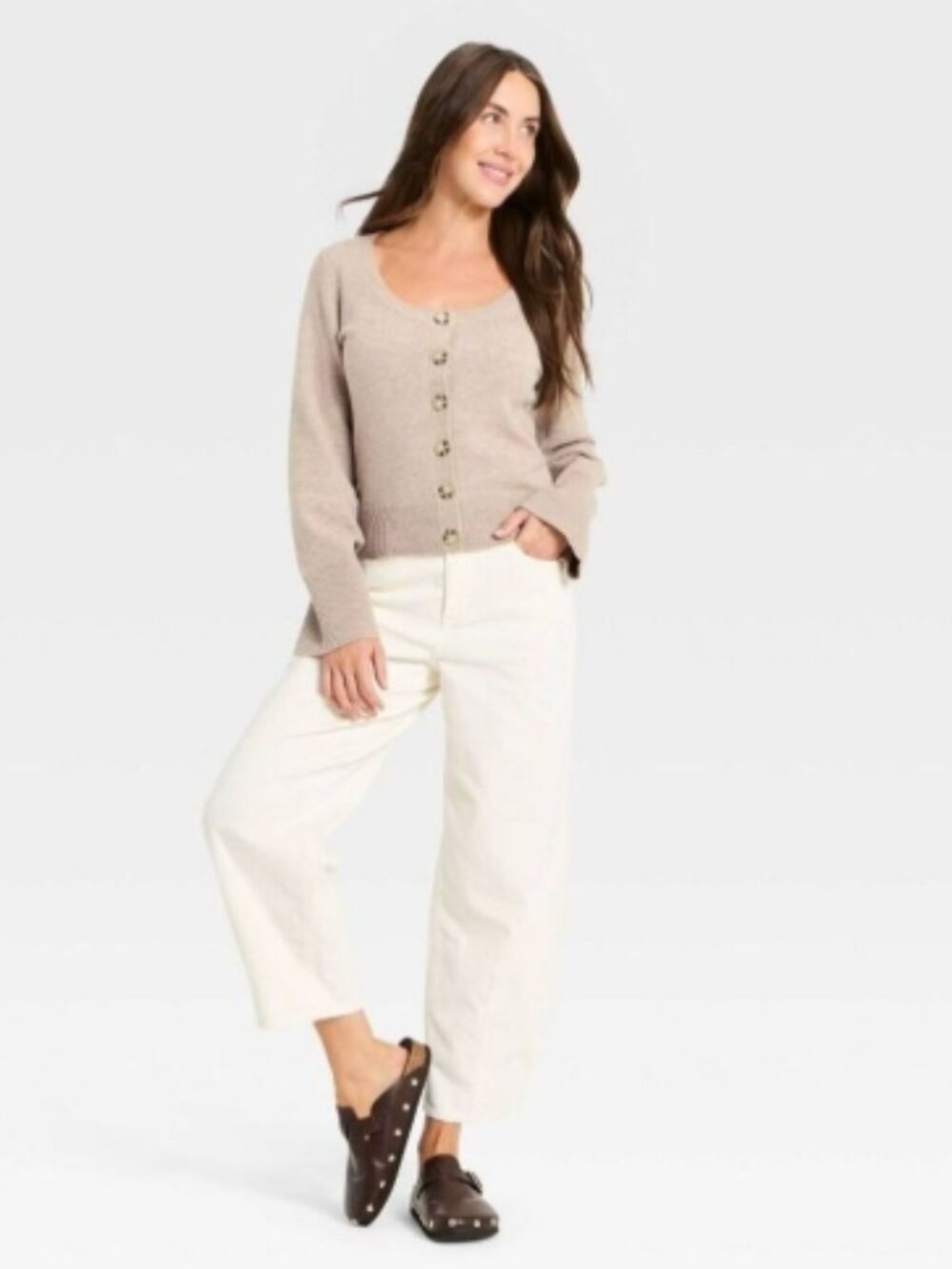 Universal Threads Women's Button Down Scoop Neck Cardigan Sweater
